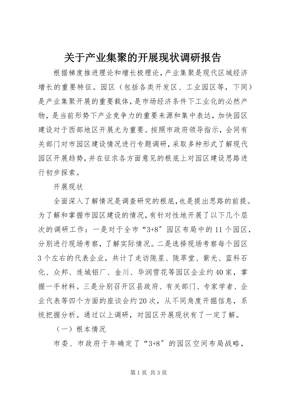 2023年产业集聚的发展现状调研报告.docx_第1页