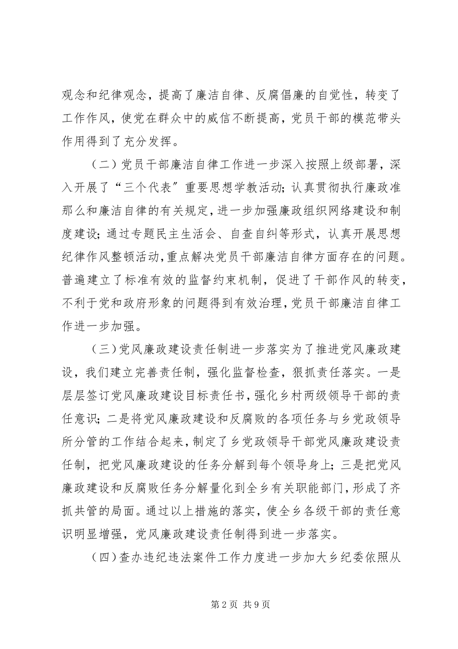 2023年乡纪委工作报告.docx_第2页