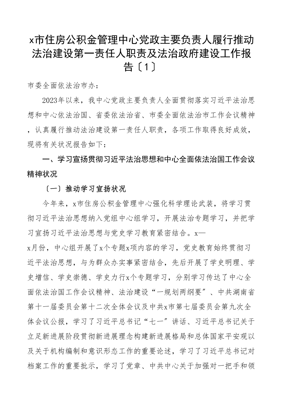 2023年主要负责人履行推进法治建设第一责任人职责及法治建设工作报告5篇.doc_第1页