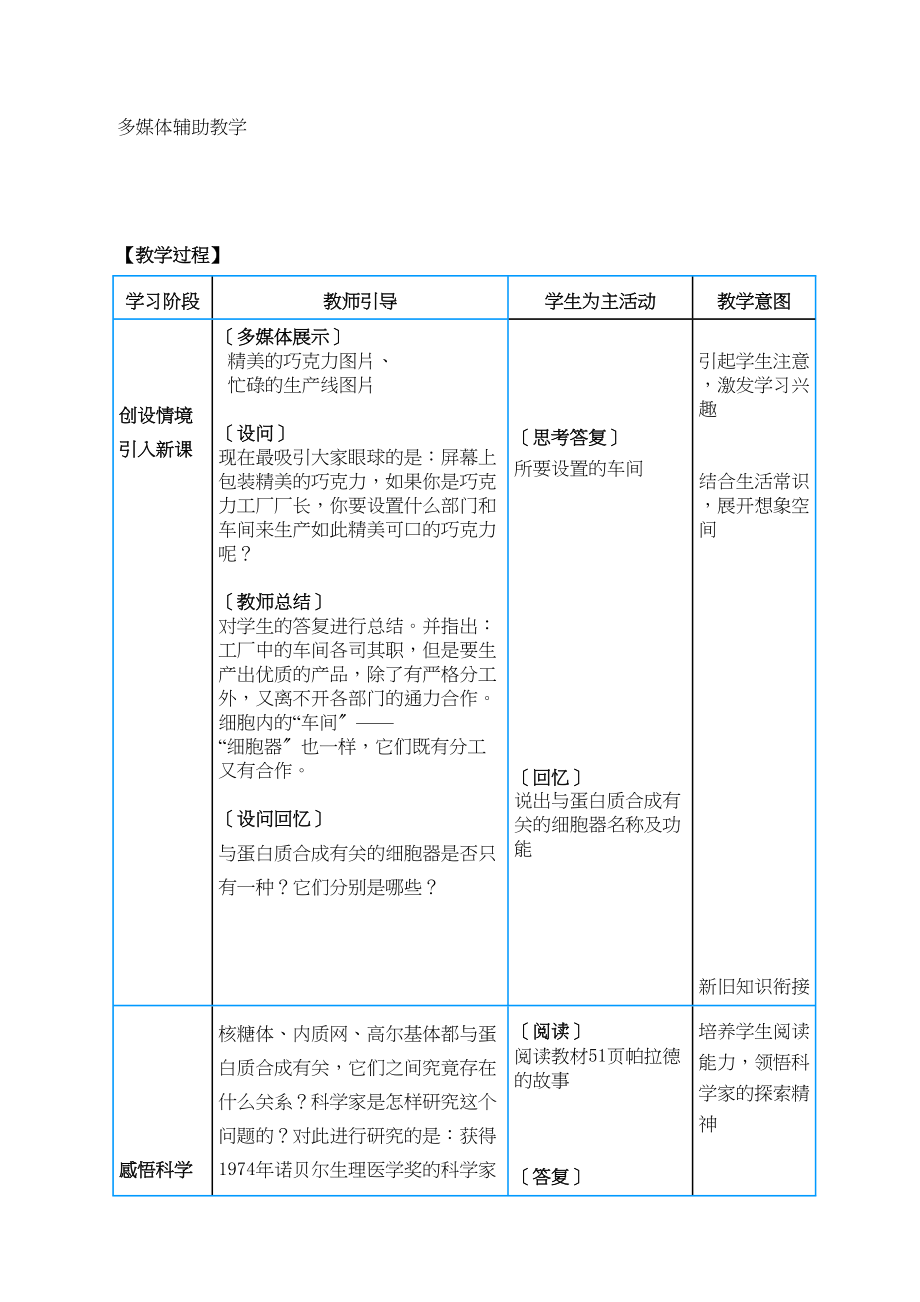 2023年高中生物细胞器协调合作与生物膜系统教案新人教版必修1.docx_第3页