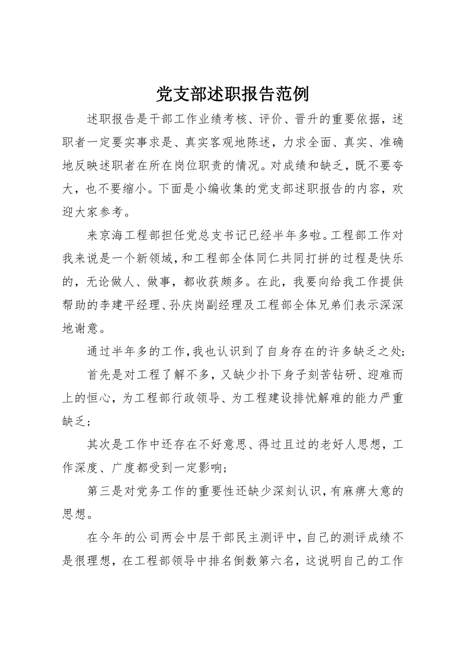 2023年党支部述职报告范例.docx_第1页