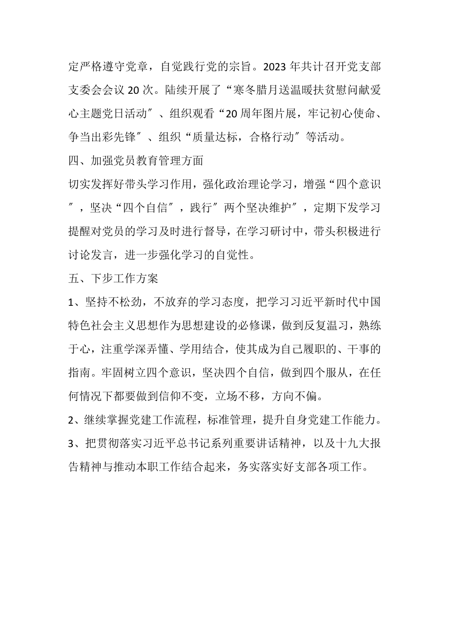 2023年党支部宣传委员关于党的建设主体责任必履行情况报告.doc_第2页