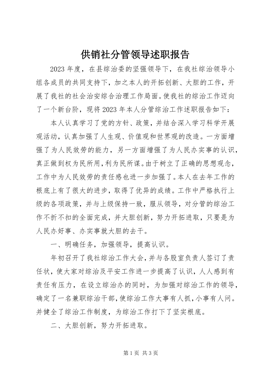 2023年供销社分管领导述职报告.docx_第1页