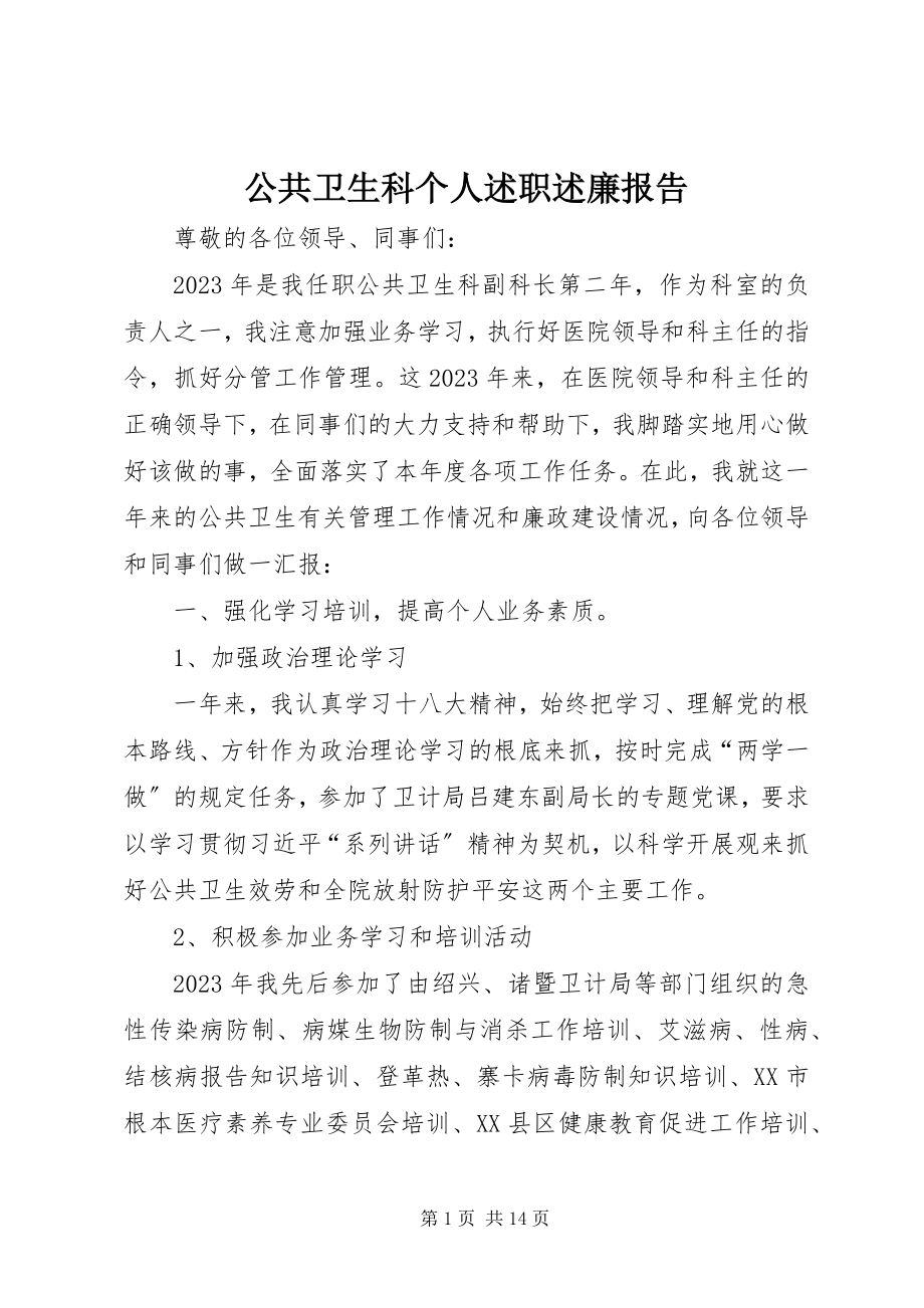 2023年公共卫生科个人述职述廉报告.docx_第1页