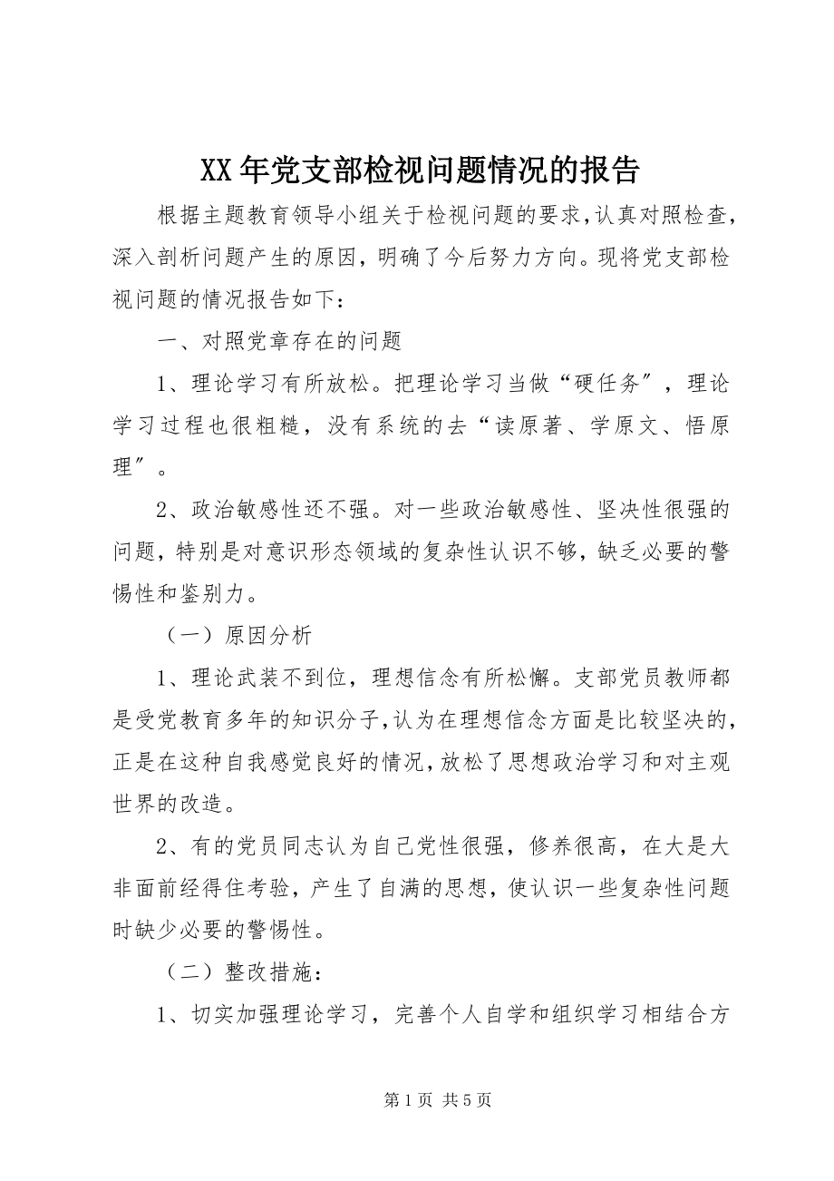 2023年党支部检视问题情况的报告.docx_第1页