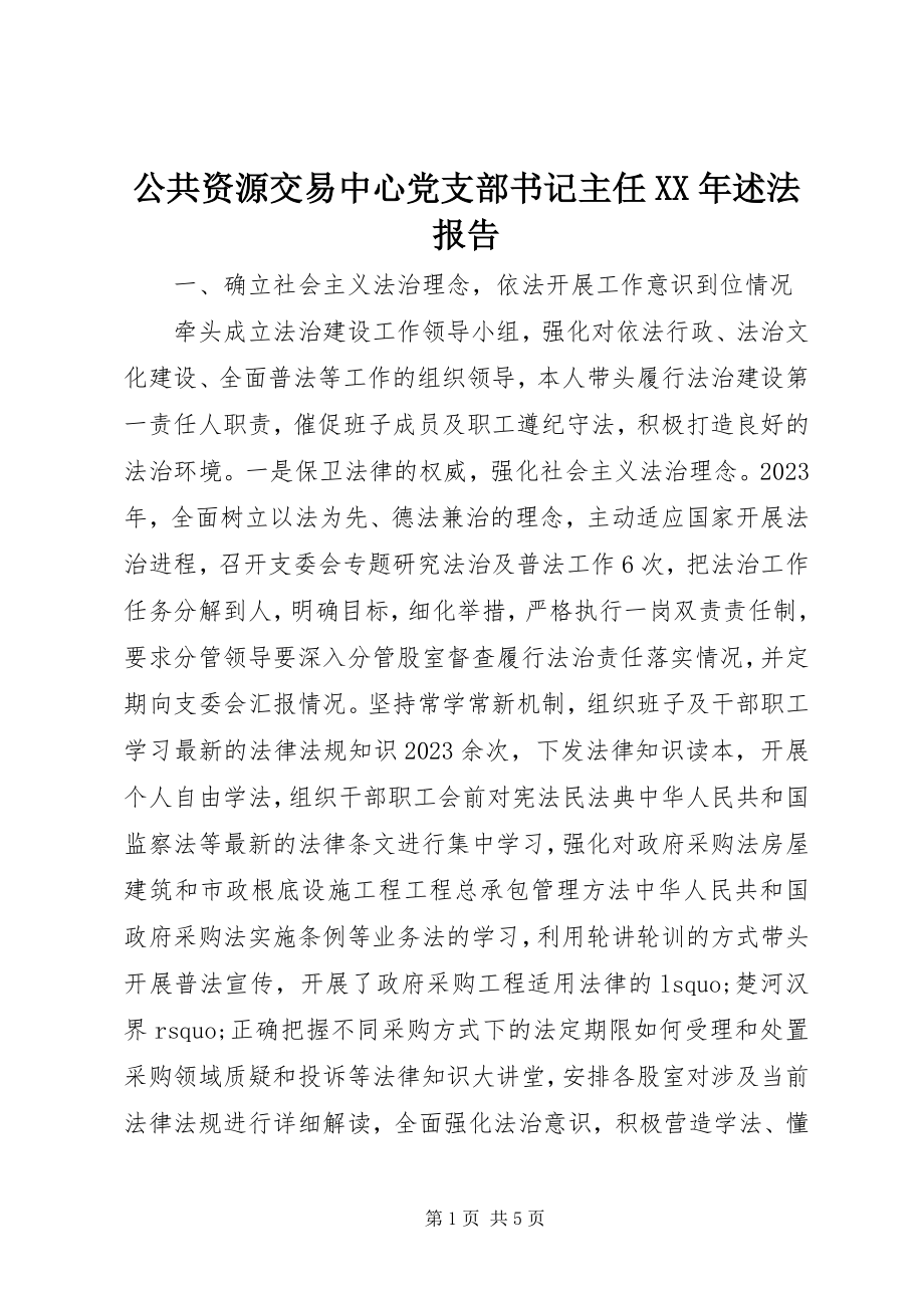 2023年公共资源交易中心党支部书记主任某年述法报告.docx_第1页