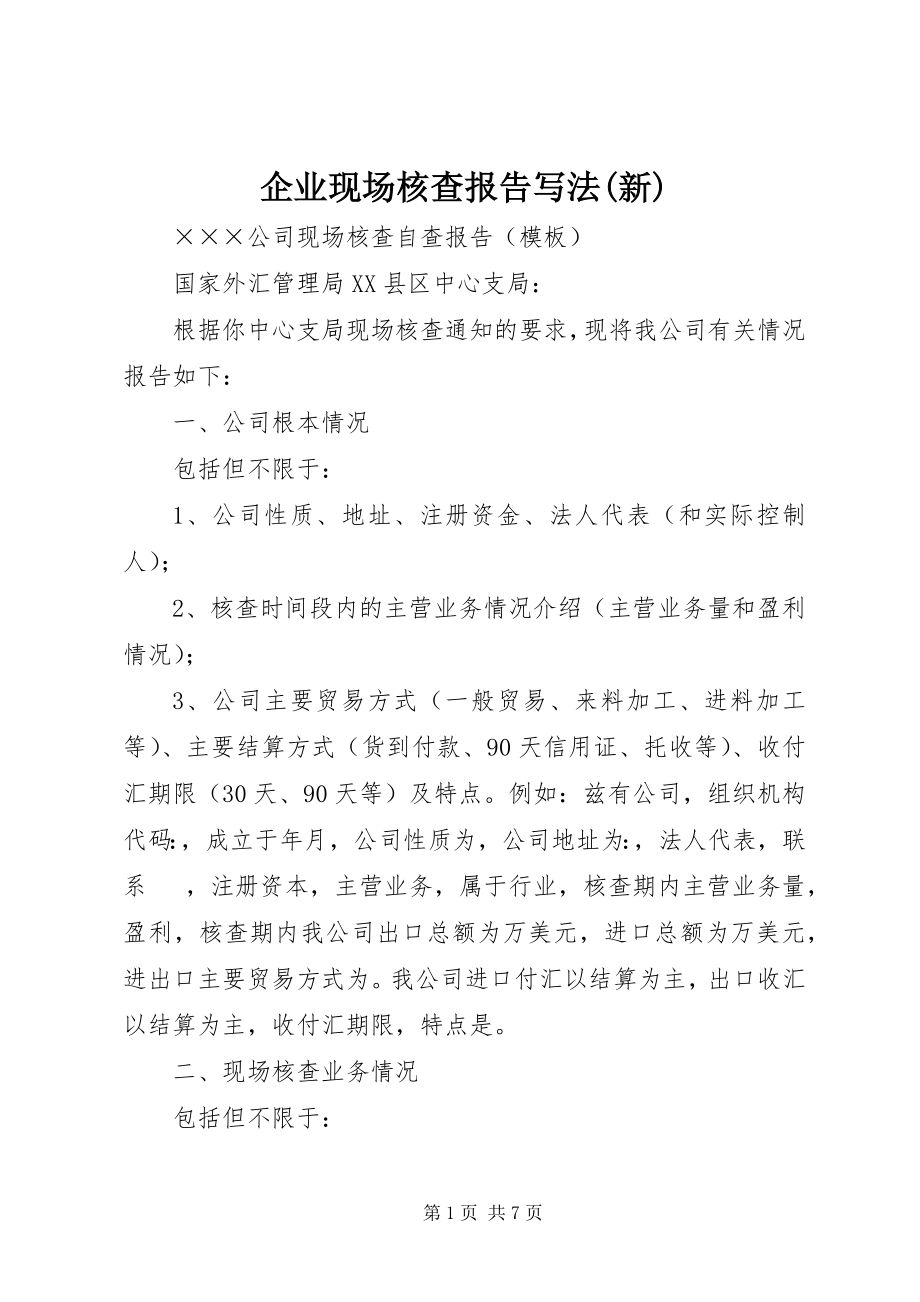 2023年企业现场核查报告写法新.docx_第1页