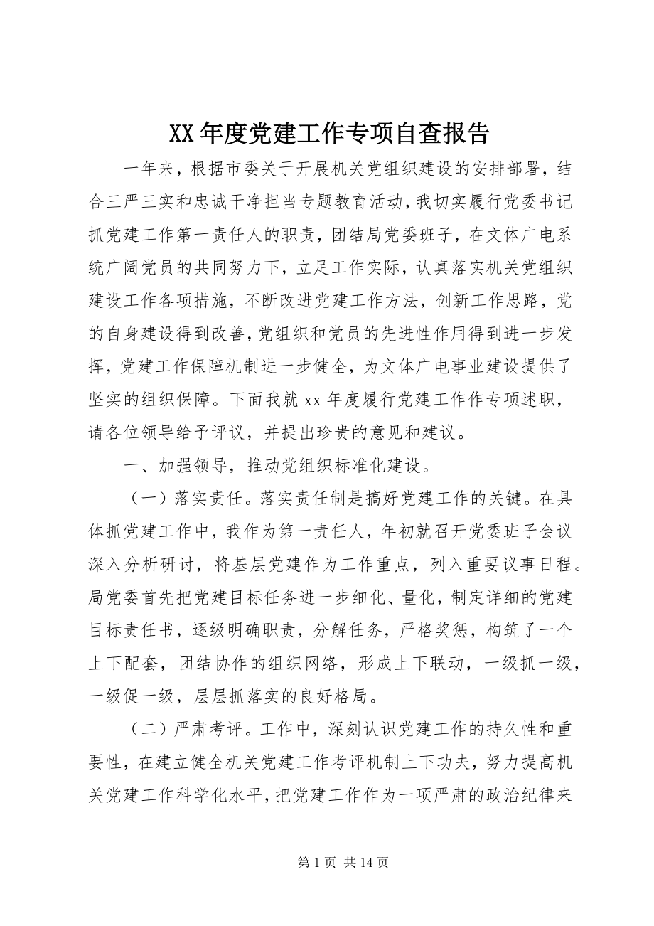 2023年党建工作专项自查报告.docx_第1页