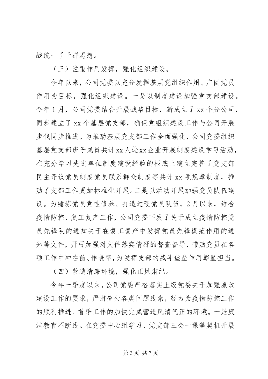 2023年公司党委季度自查报告.docx_第3页