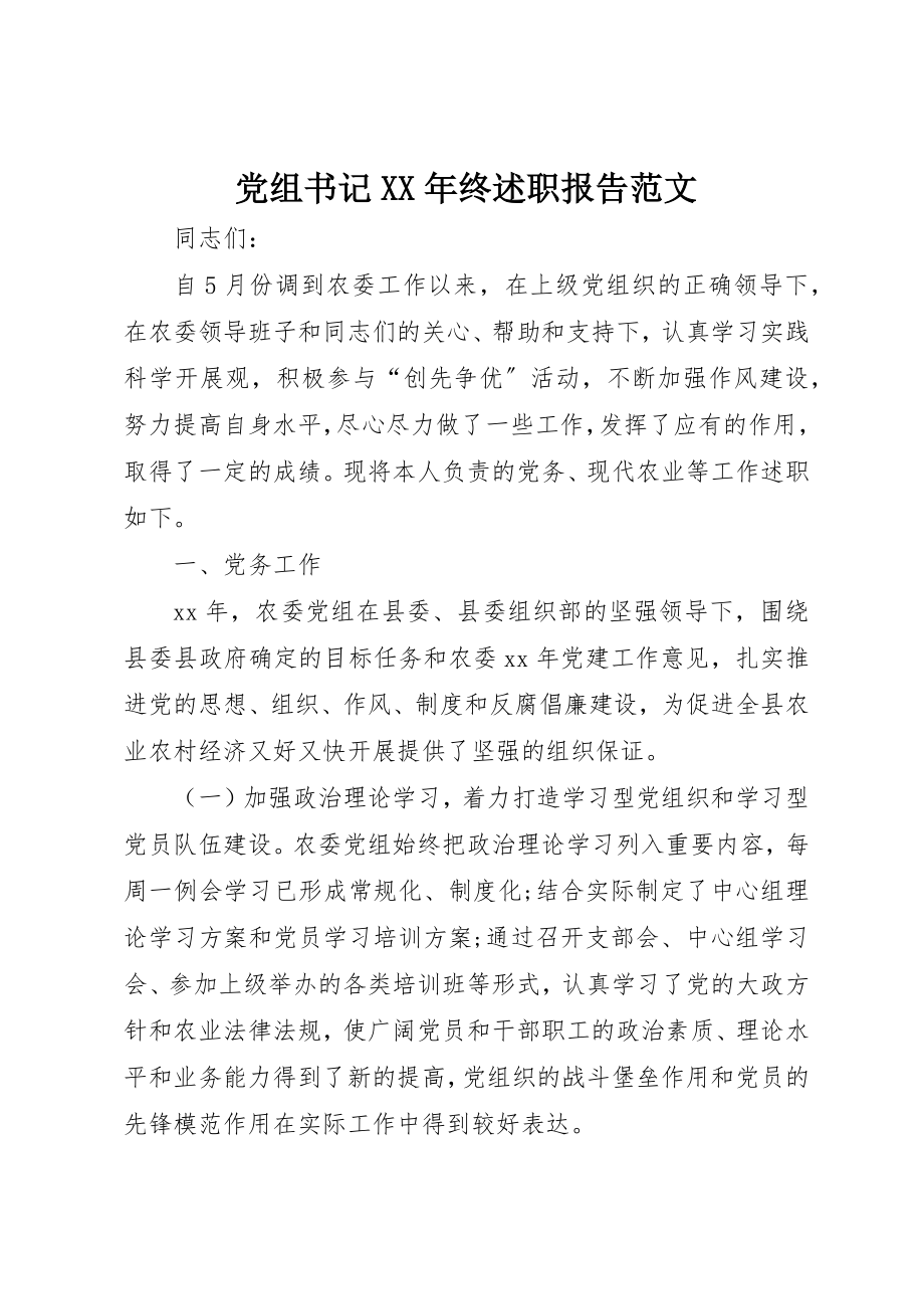 2023年党组书记某年终述职报告.docx_第1页