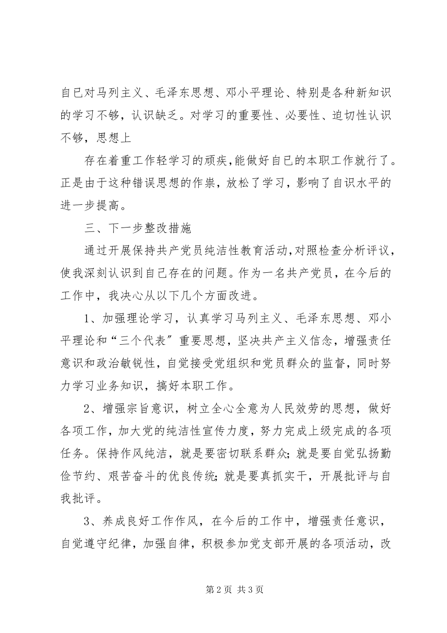 2023年保持党的纯洁性个人分析材料新编.docx_第2页