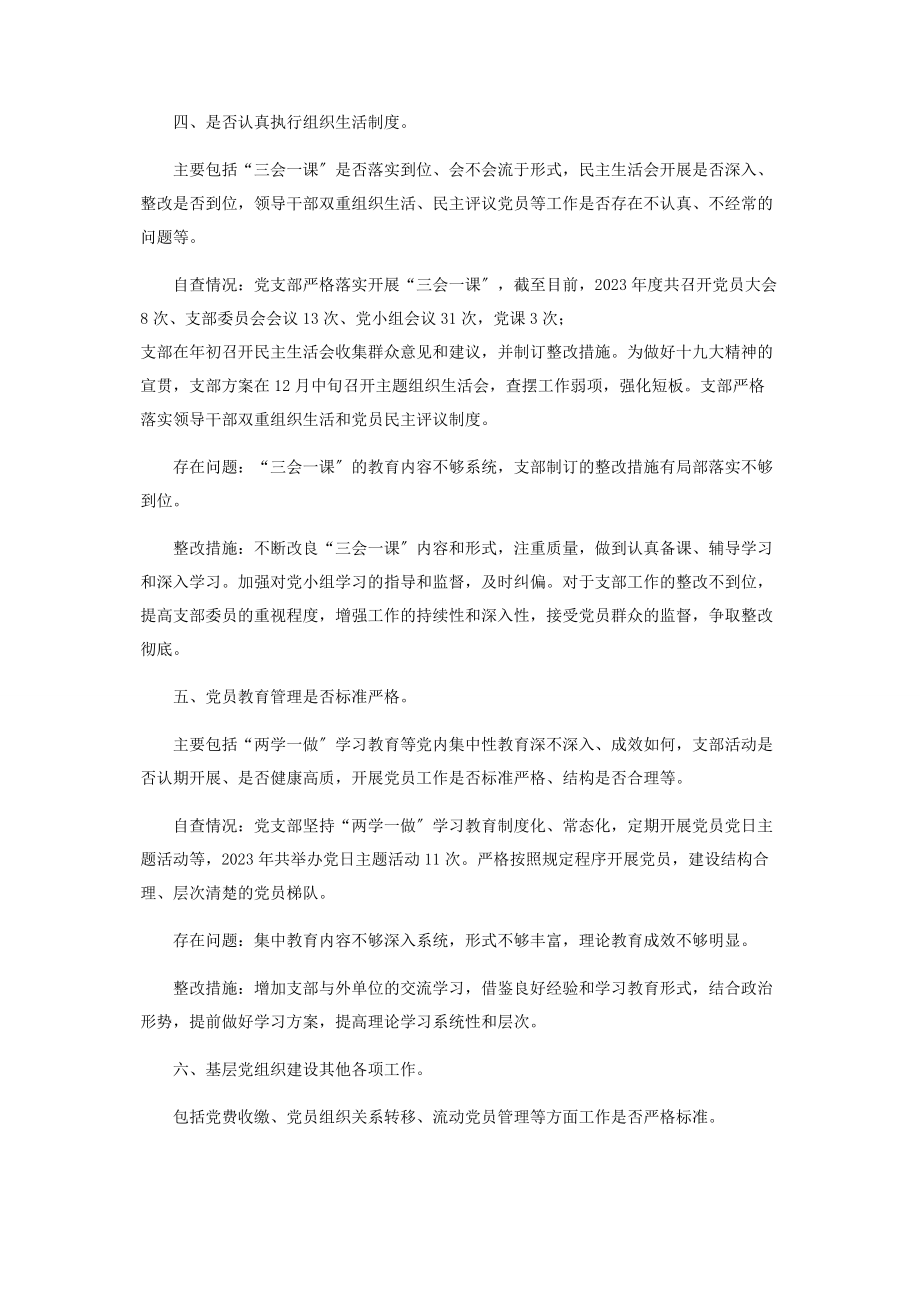 2023年党支部基层党组织建设自查问题情况报告.docx_第2页