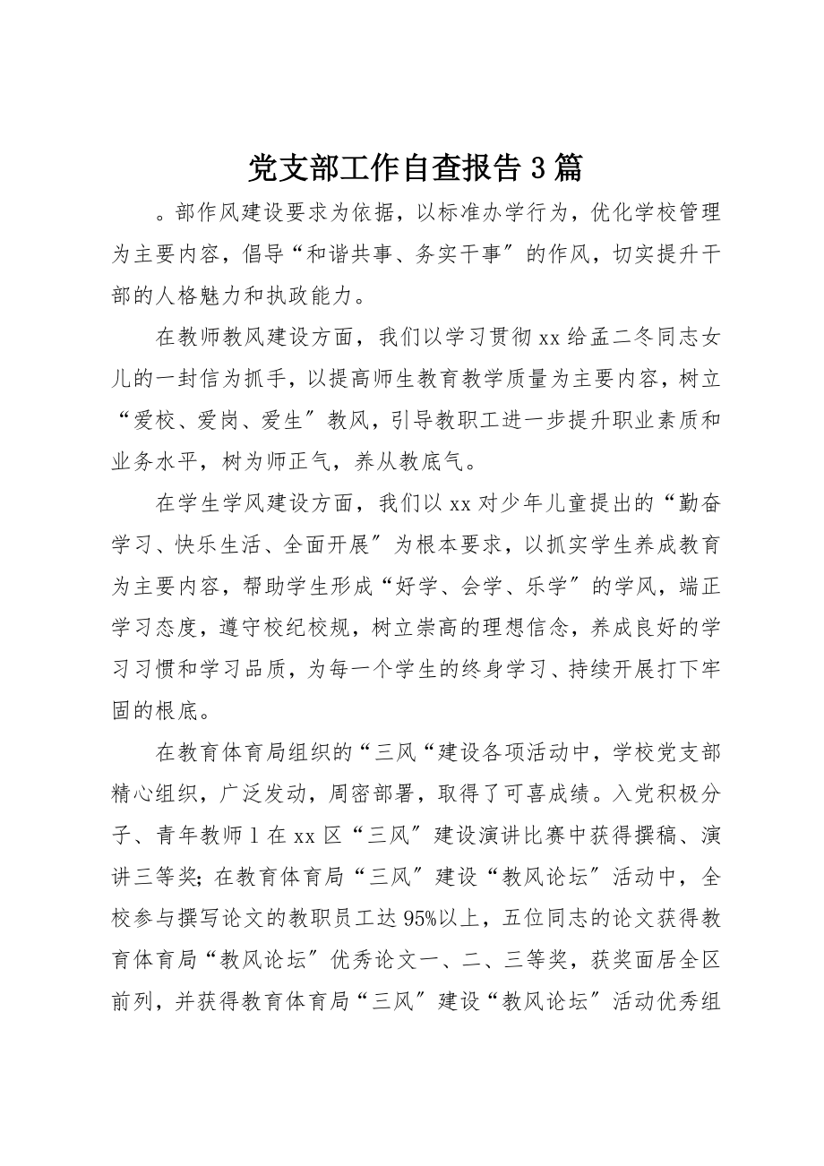 2023年党支部工作自查报告3篇.docx_第1页