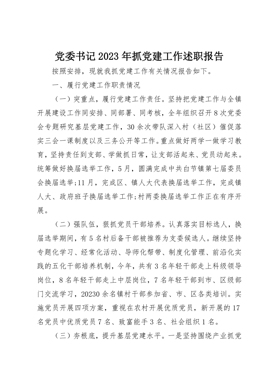 2023年党委书记某年抓党建工作述职报告.docx_第1页