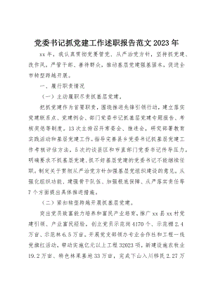 2023年党委书记抓党建工作述职报告某年.docx