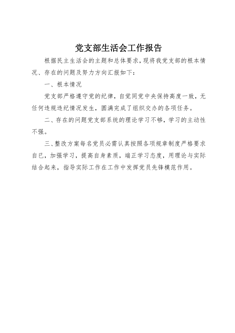 2023年党支部生活会工作报告.docx_第1页