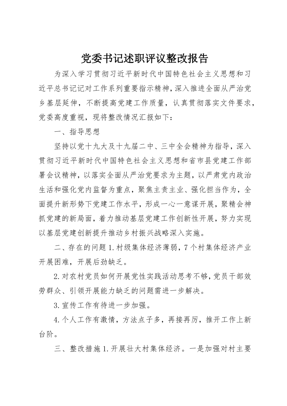 2023年党委书记述职评议整改报告.docx_第1页