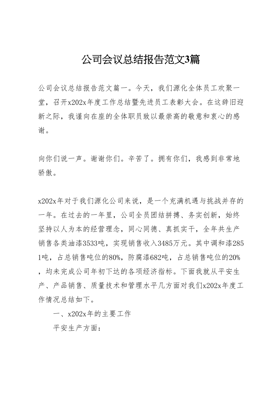 2023年公司会议总结报告范文3篇.doc_第1页