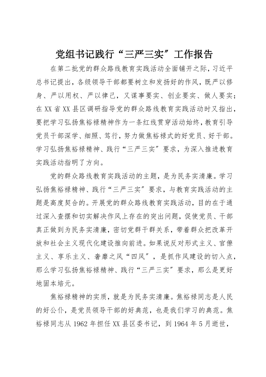 2023年党组书记践行“三严三实”工作报告新编.docx_第1页