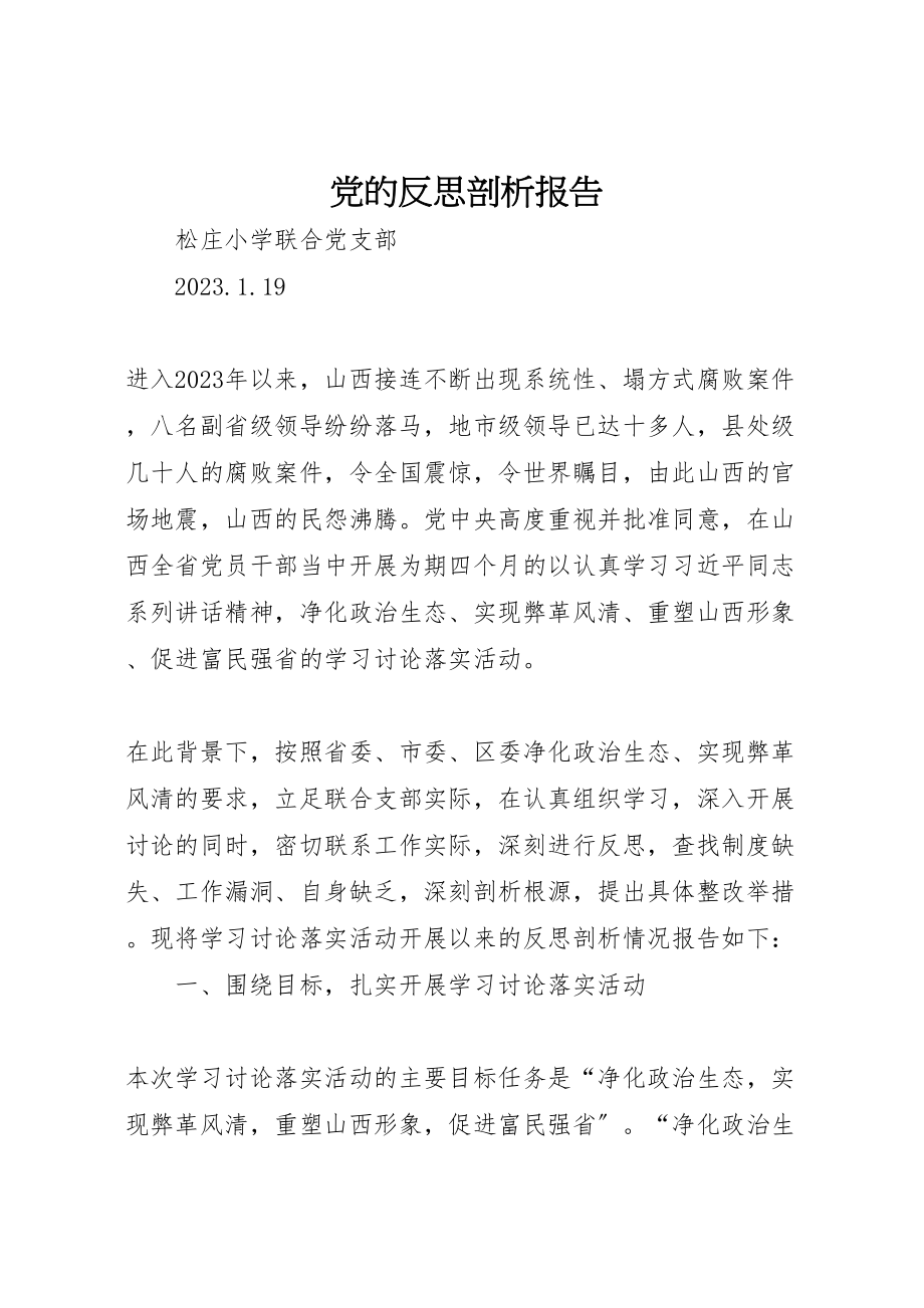 2023年党的反思剖析报告.doc_第1页