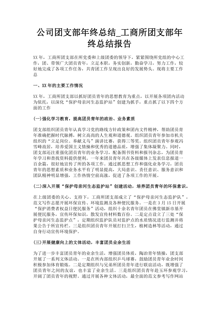 2023年公司团支部年终总结工商所团支部年终总结报告.doc_第1页