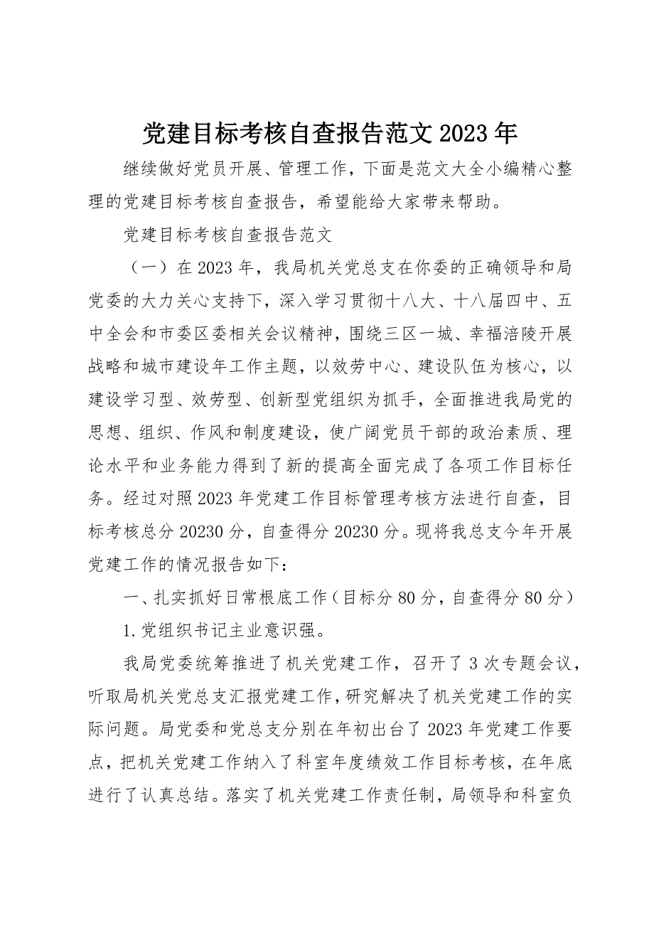 2023年党建目标考核自查报告某年.docx_第1页