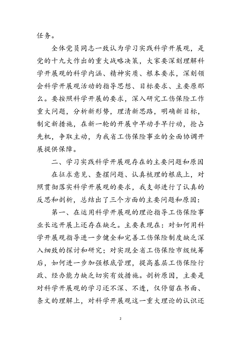 2023年保险处党支部科学发展观分析检查报告范文.doc_第2页