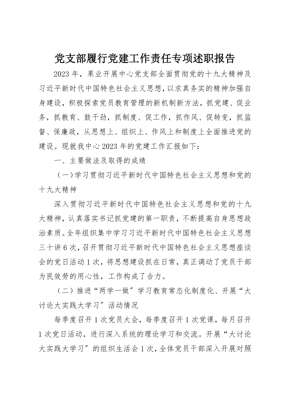 2023年党支部履行党建工作责任专项述职报告.docx_第1页