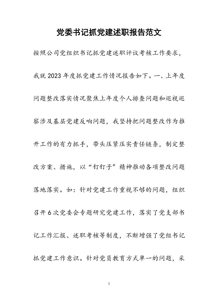 2023年党委书记抓党建述职报告.docx_第1页