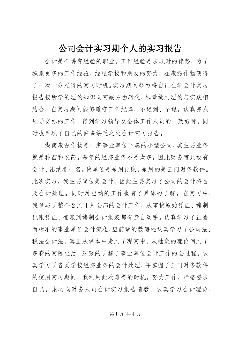 2023年公司会计实习期个人的实习报告.docx_第1页