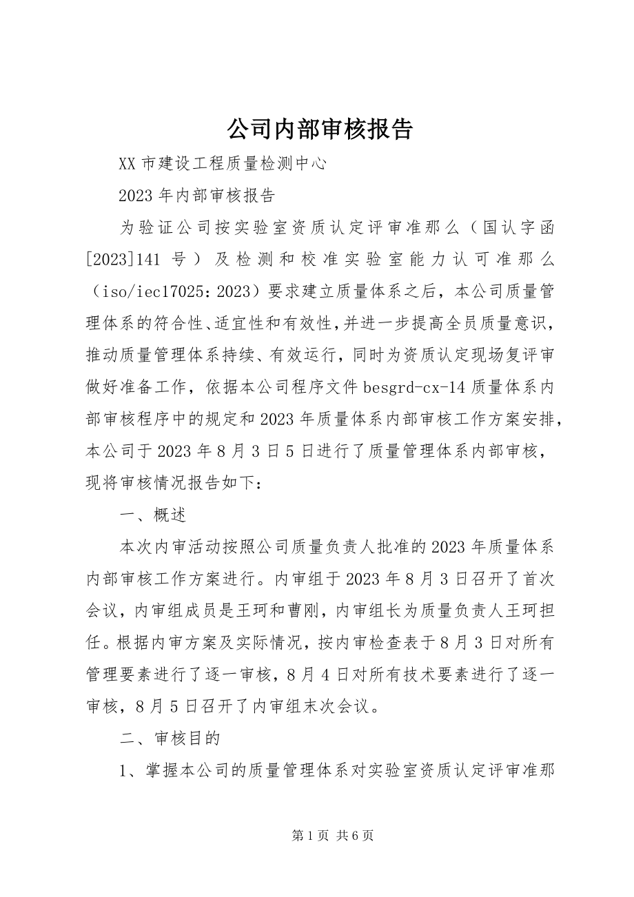 2023年公司内部审核报告.docx_第1页