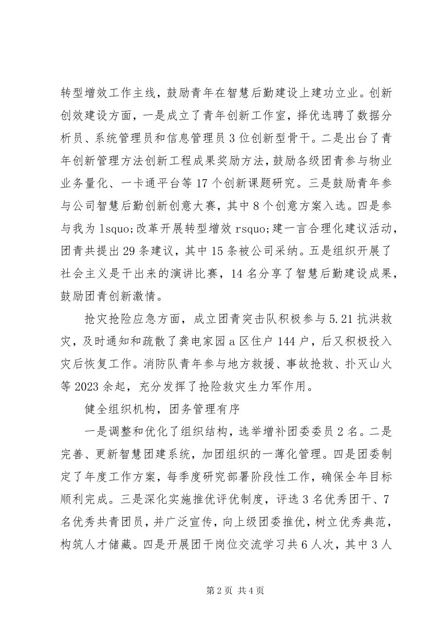 2023年公司团委终述职总结报告材料.docx_第2页