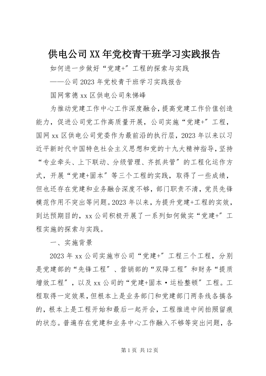 2023年供电公司某年党校青干班学习实践报告.docx_第1页