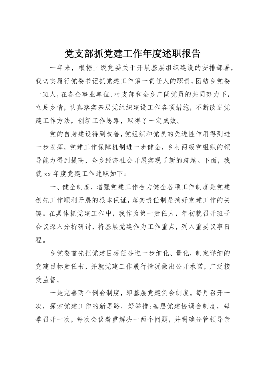 2023年党支部抓党建工作年度述职报告.docx_第1页