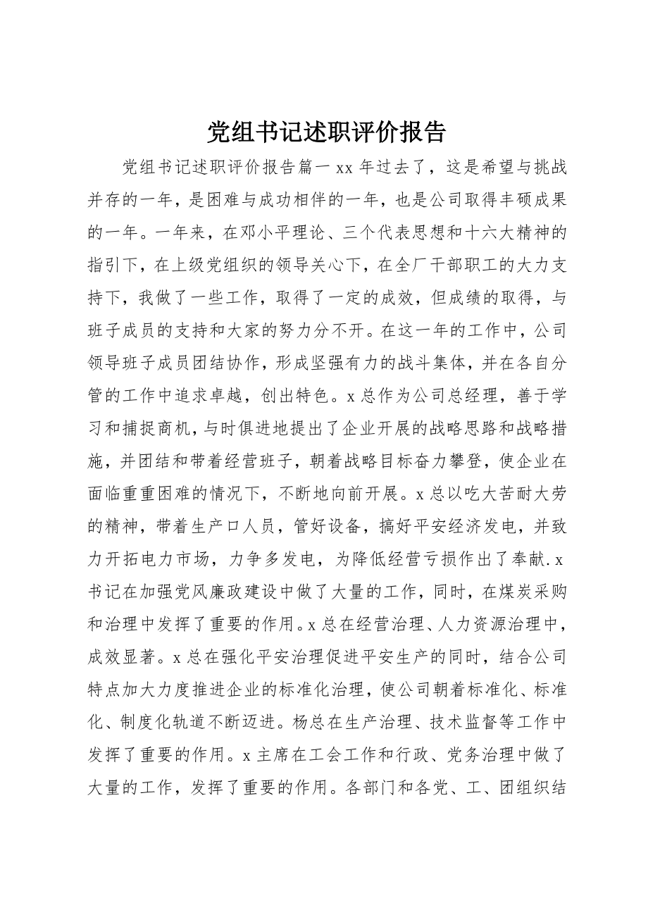 2023年党组书记述职评价报告.docx_第1页