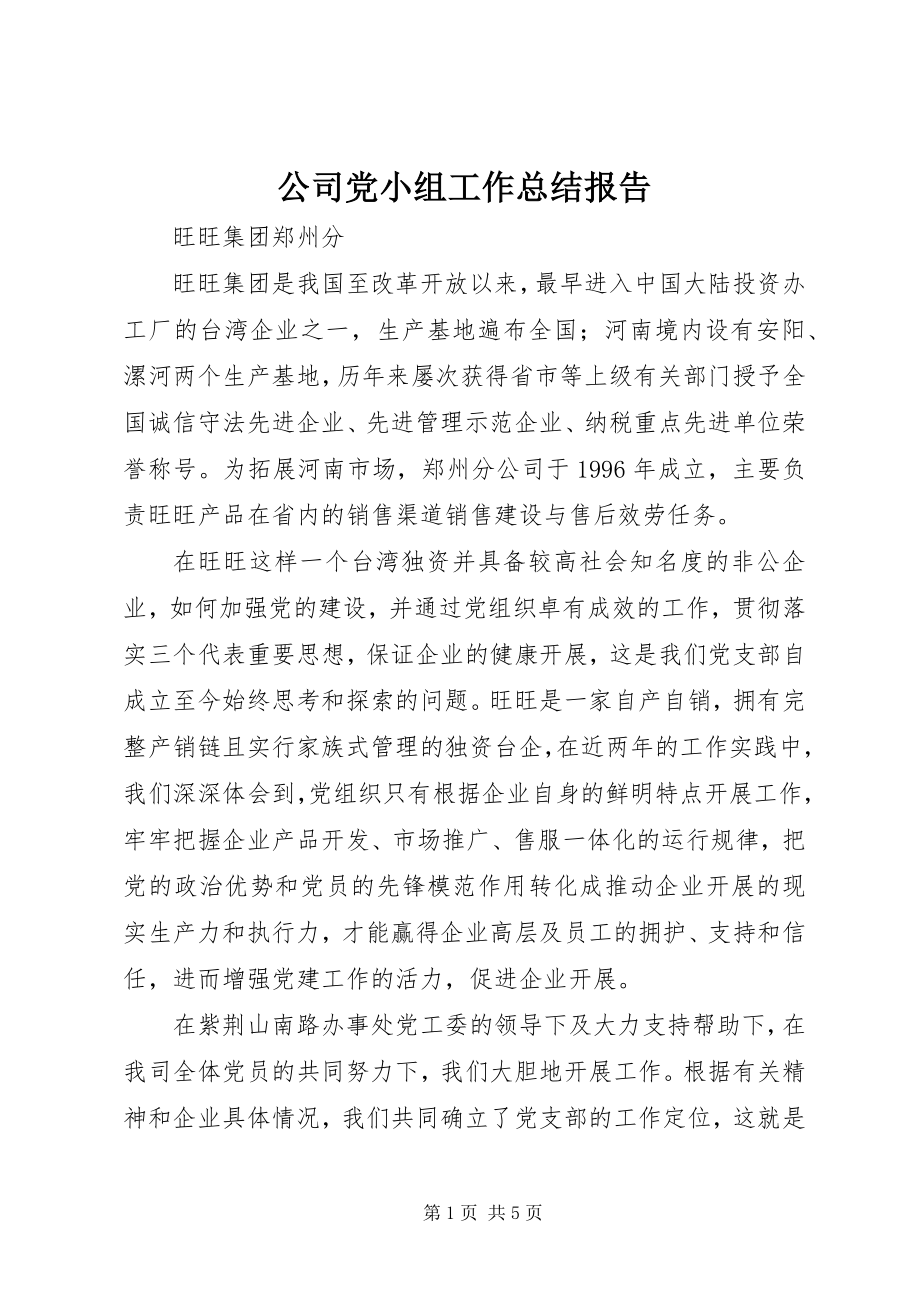 2023年公司党小组工作总结报告.docx_第1页