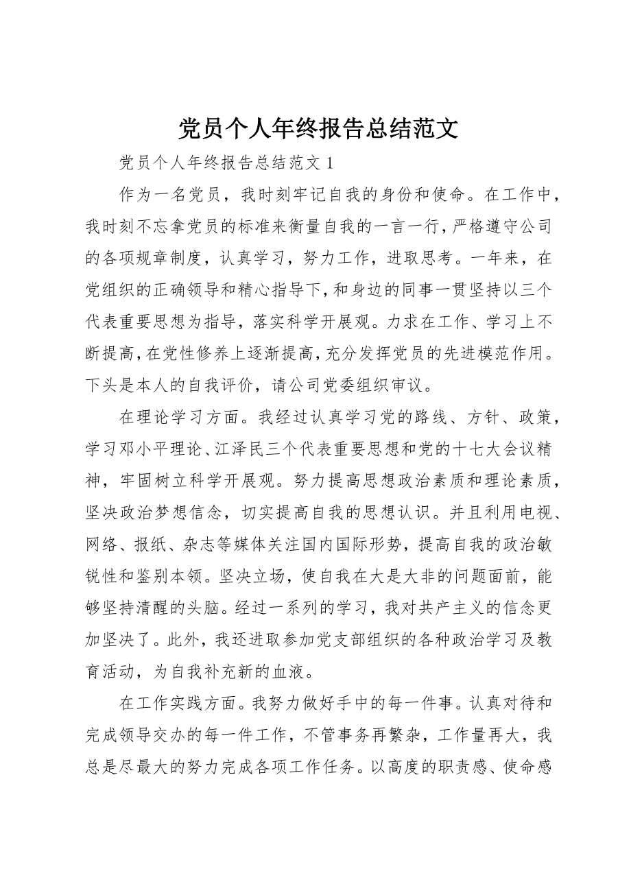 2023年党员个人年终报告总结.docx_第1页