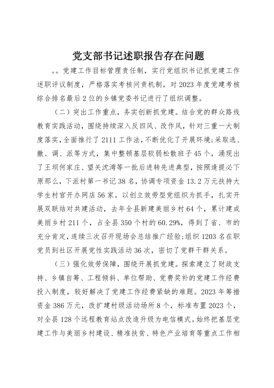 2023年党支部书记述职报告存在问题.docx_第1页