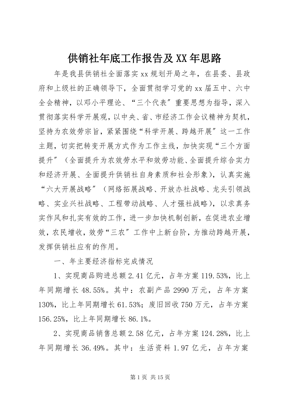 2023年供销社年底工作报告及某年思路.docx_第1页