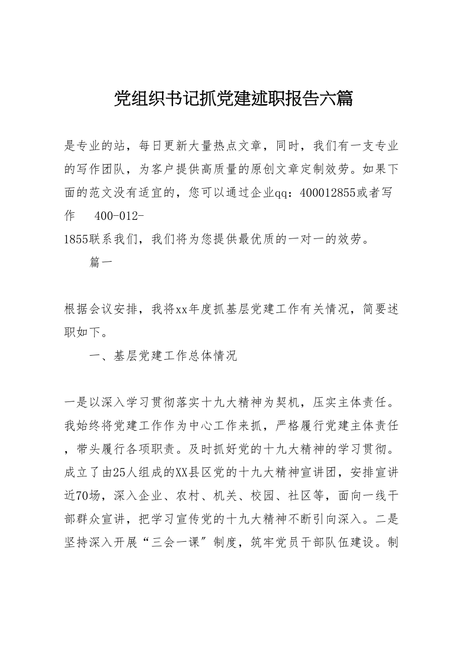 2023年党组织书记抓党建述职报告六篇.doc_第1页