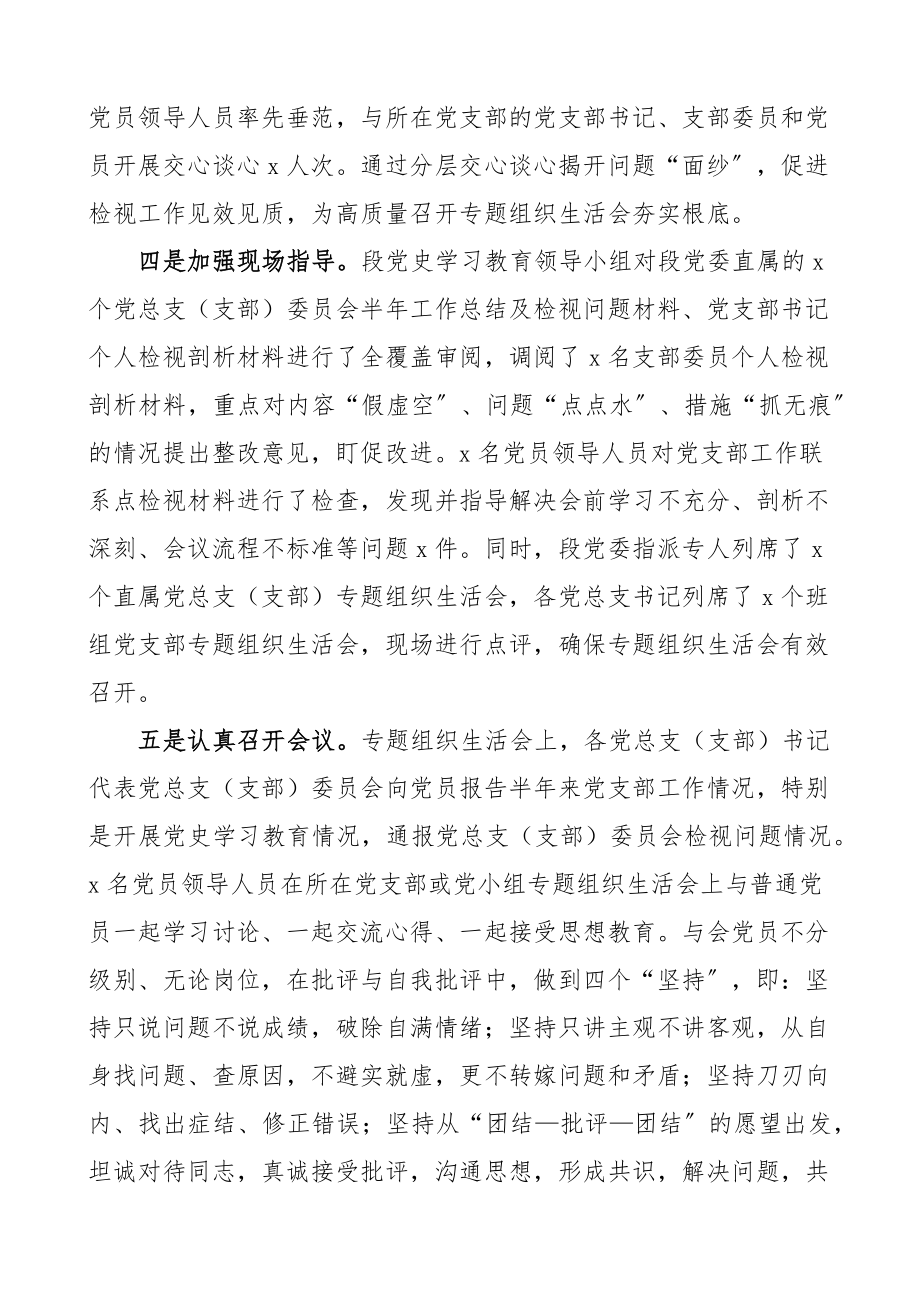 2023年党史学习教育专题组织生活会工作经验材料工作汇报总结报告.docx_第2页