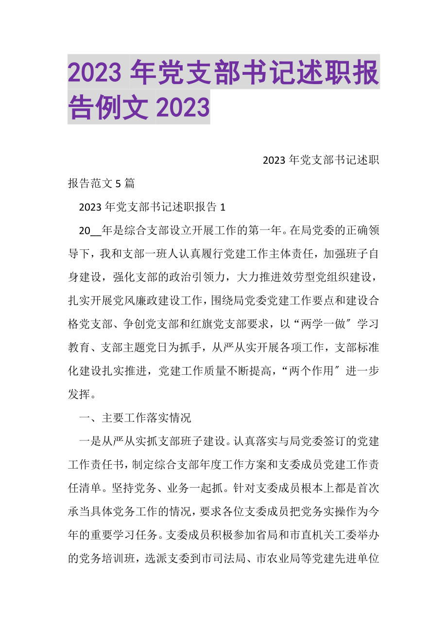 2023年党支部书记述职报告例文2.doc_第1页