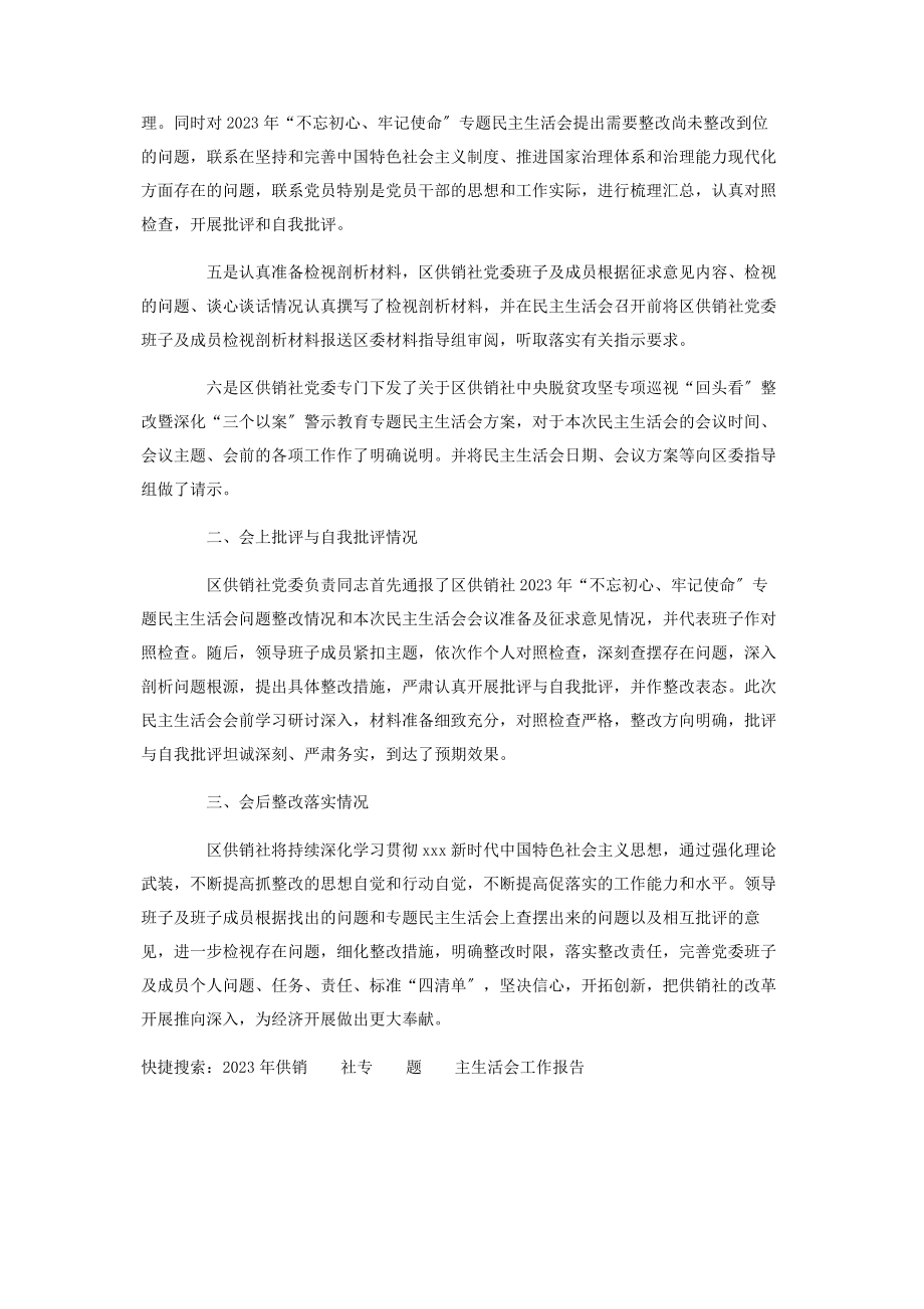 2023年供销社专题民主生活会工作报告写作.docx_第2页