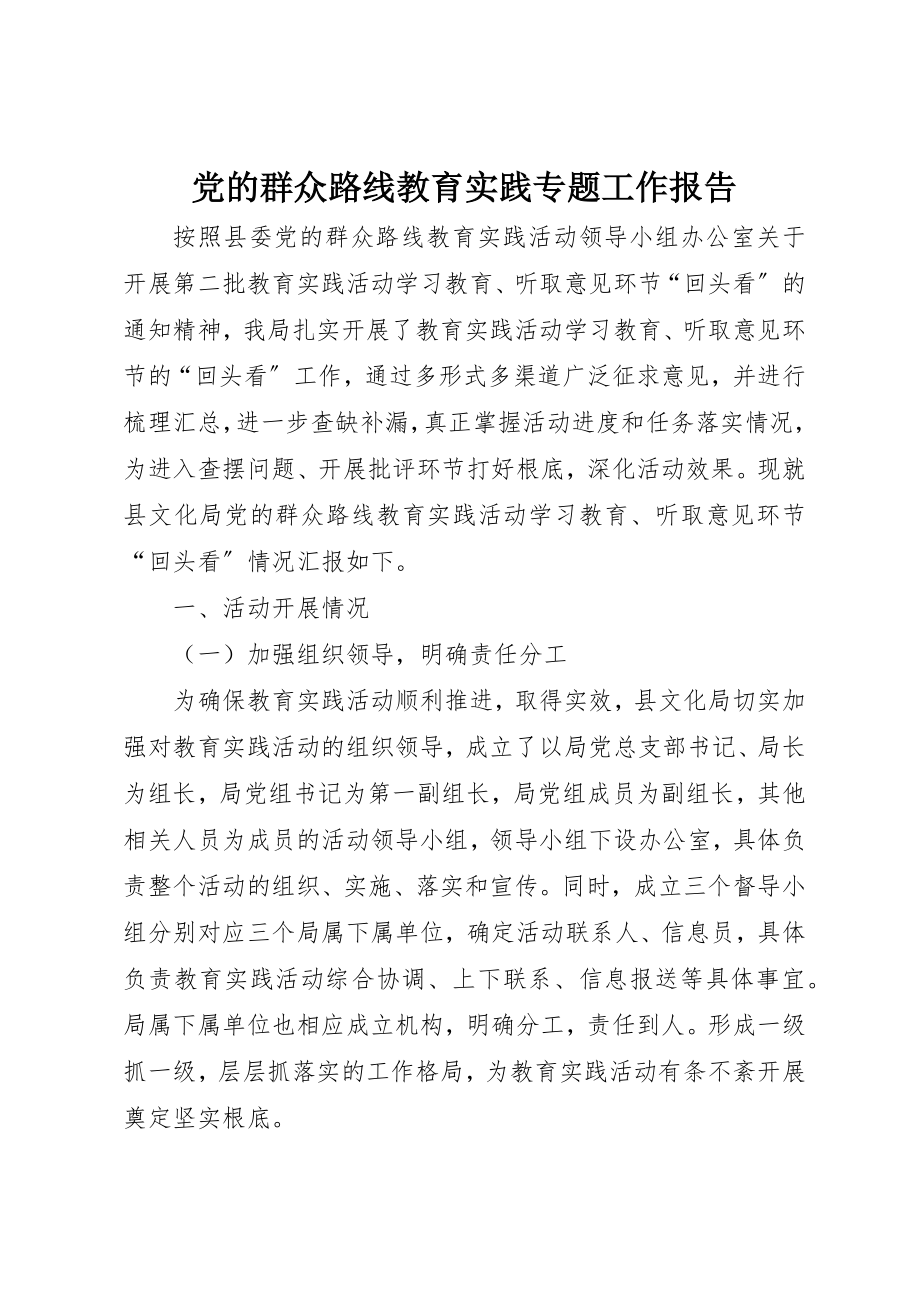 2023年党的群众路线教育实践专题工作报告.docx_第1页