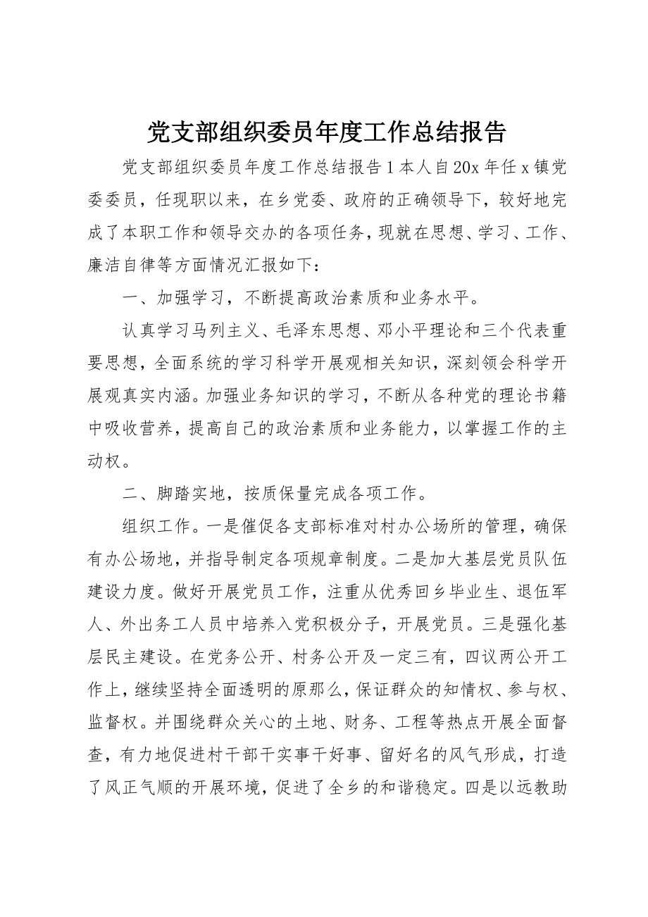 2023年党支部组织委员年度工作总结报告.docx_第1页