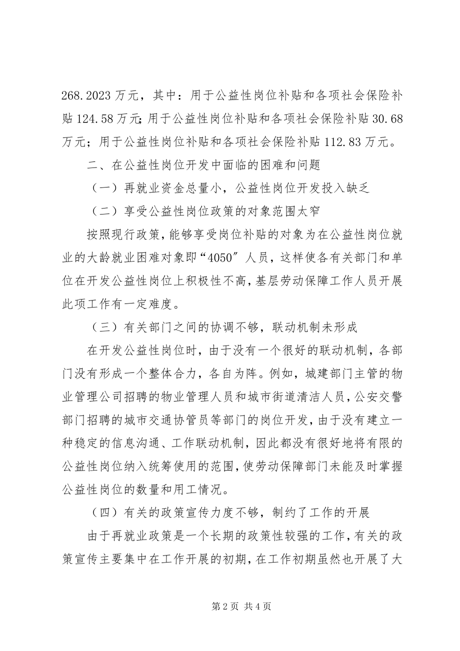 2023年全市公益性岗位开发与使用情况的调研报告.docx_第2页