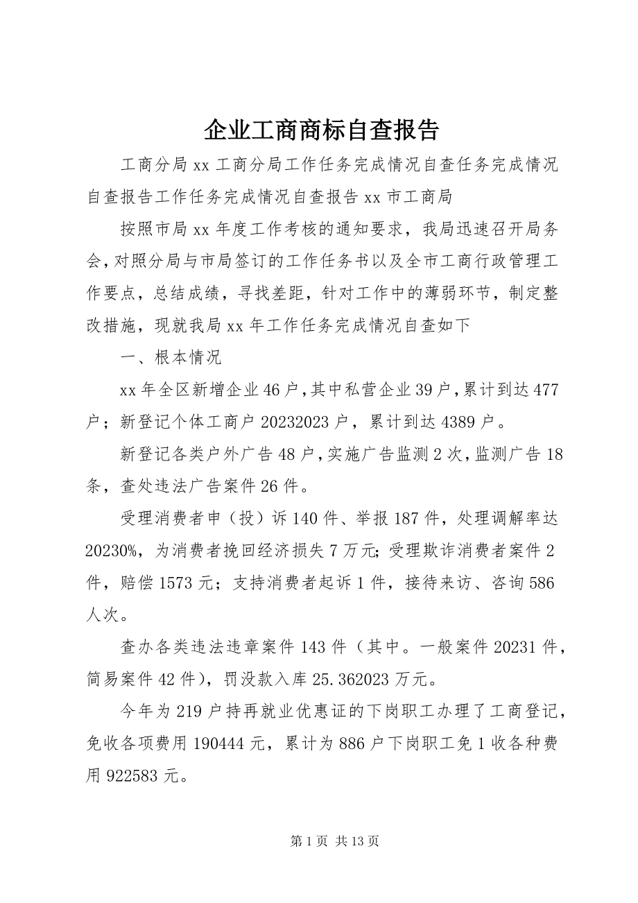 2023年企业工商商标自查报告.docx_第1页