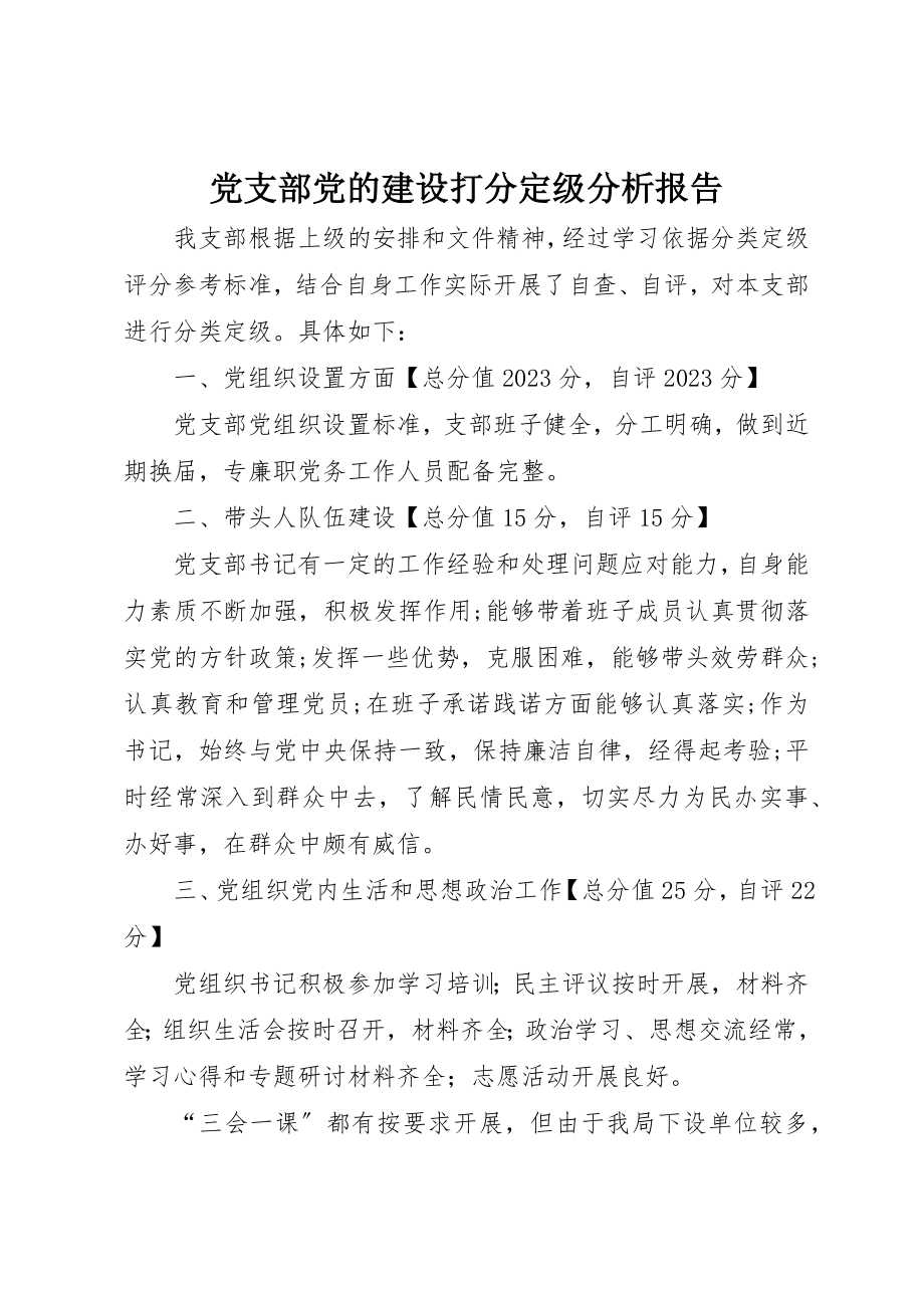 2023年党支部党的建设打分定级分析报告.docx_第1页