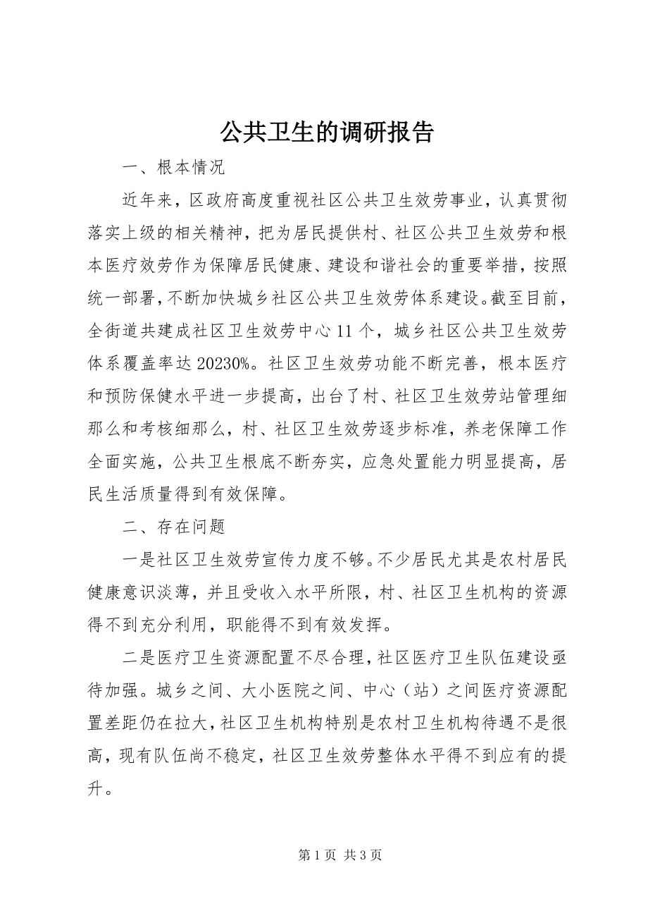 2023年公共卫生的调研报告.docx_第1页