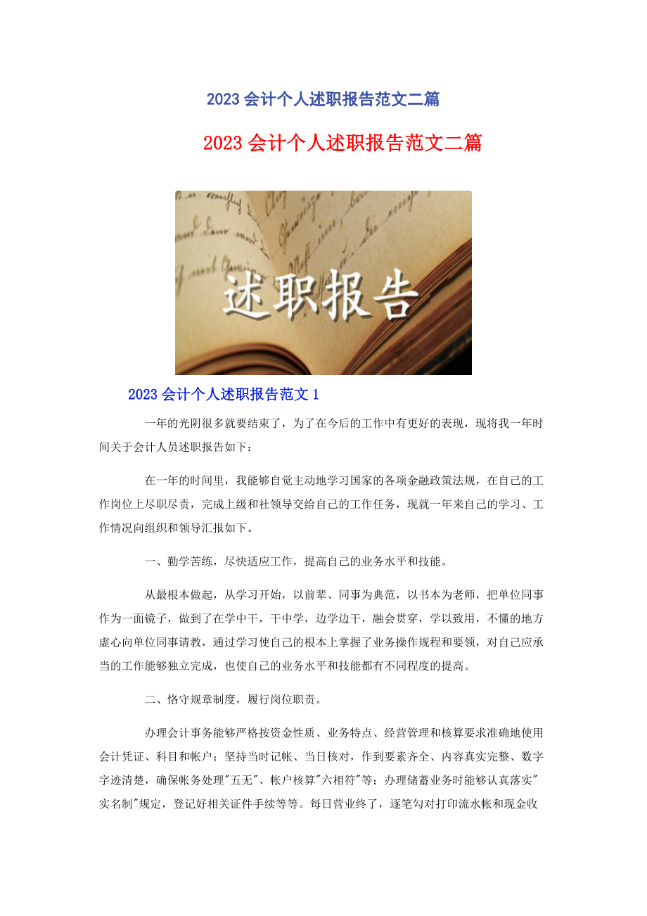 2023年会计个人述职报告二篇.docx_第1页